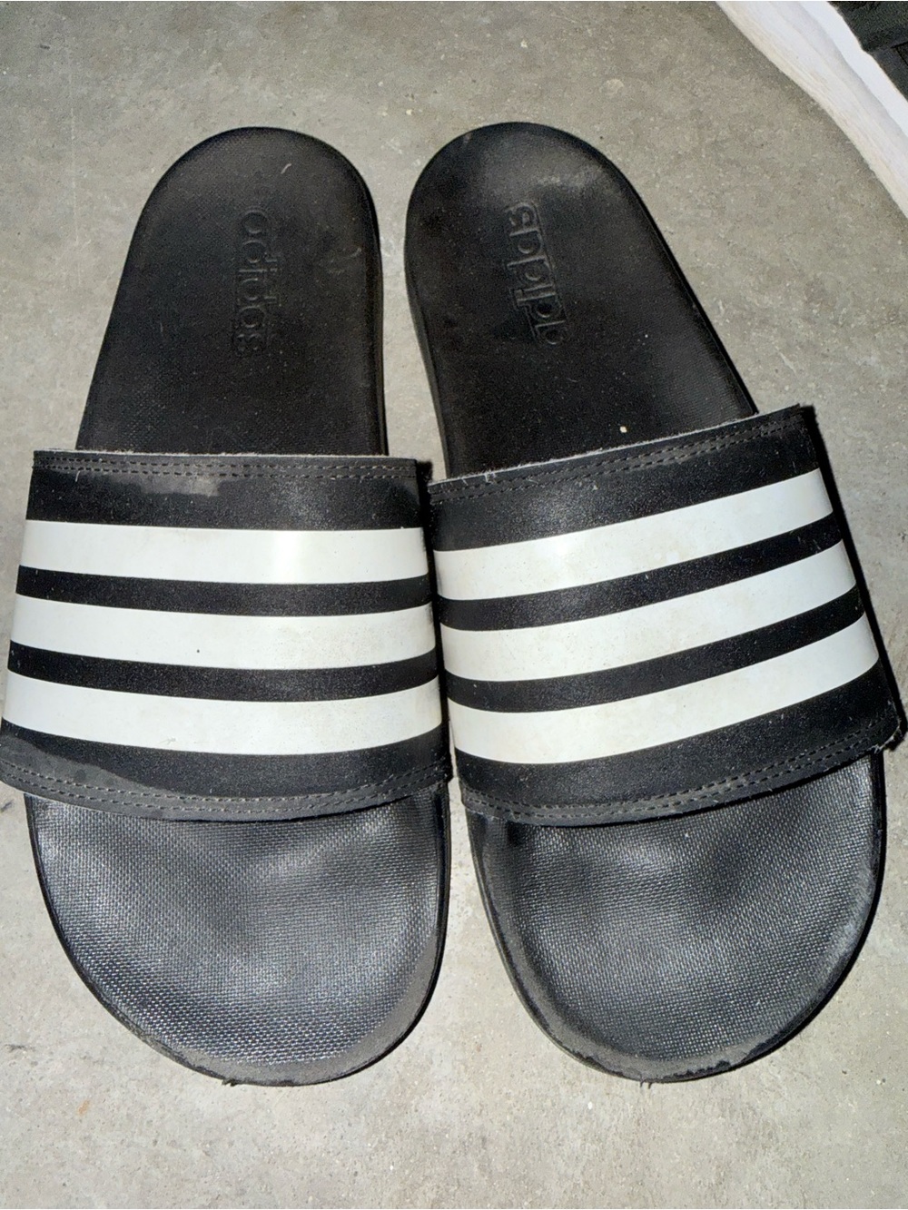 adidas Black and White Slide Sandals